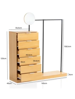FineBuy Garderoben<Garderobe "FB100016" in Braun /