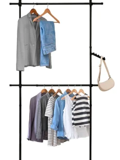 IDOMYA Essentials Regale & Schränke|Garderoben<Garderobe in Schwarz - (B)112 x (H)278 cm