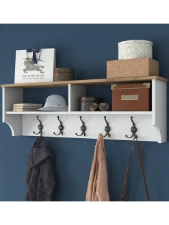 Evila Garderoben<Garderobe in Weiß/ Hellbraun - (B)120 x (H)37,2 x (T)22,2 cm