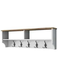 Evila Garderoben<Garderobe in Weiß/ Hellbraun - (B)120 x (H)37,2 x (T)22,2 cm