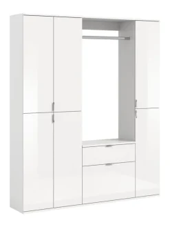 xonox.home Möbel-Sets<Garderobenkombination (B/H/T: 152x193x34 cm) in weiß und weiß Hochglanz
