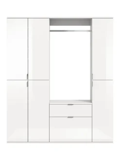 xonox.home Möbel-Sets<Garderobenkombination (B/H/T: 152x193x34 cm) in weiß und weiß Hochglanz