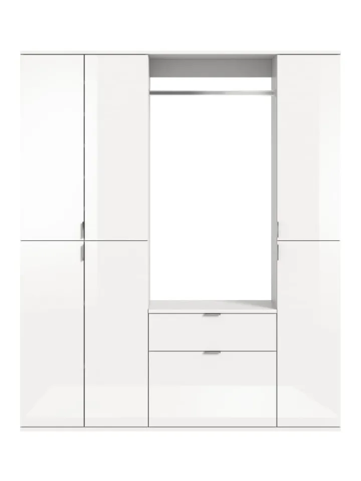xonox.home Möbel-Sets<Garderobenkombination (B/H/T: 152x193x34 cm) in weiß und weiß Hochglanz
