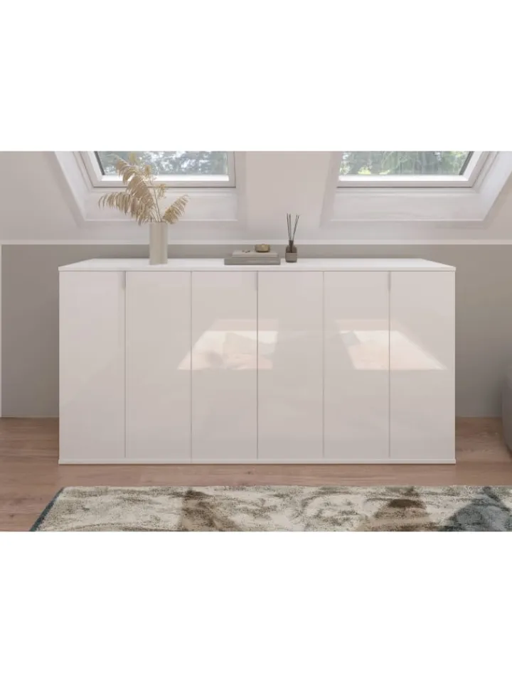 xonox.home Möbel-Sets<Garderobenkombination (B/H/T: 183x99x34 cm) in weiß und weiß Hochglanz
