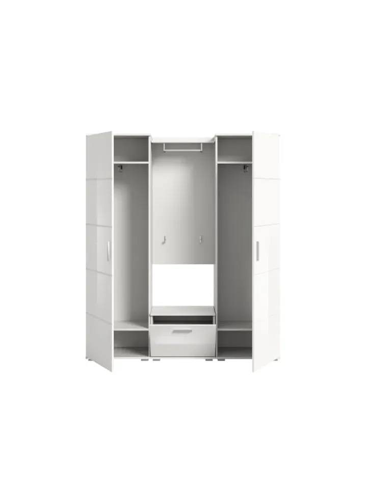 xonox.home Möbel-Sets<Garderobenkombination (B/H/T: 165x191x37 cm) in weiß und weiß Hochglanz