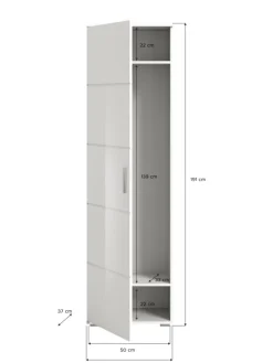 xonox.home Möbel-Sets<Garderobenkombination (B/H/T: 165x191x37 cm) in weiß und weiß Hochglanz
