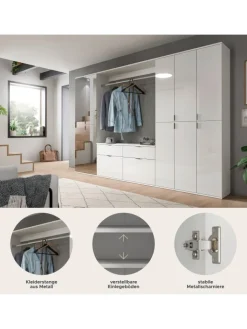 xonox.home Möbel-Sets<Garderobenkombination (B/H/T: 273x193x34 cm) in weiß und weiß Hochglanz