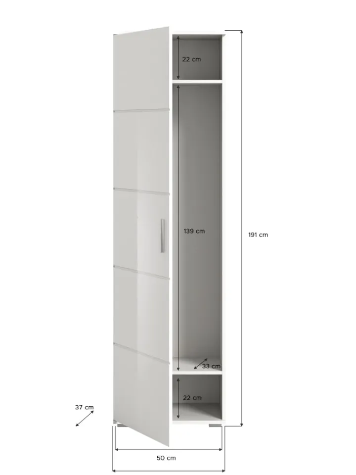 xonox.home Möbel-Sets<Garderobenkombination (B/H/T: 140x191x37 cm) in weiß und weiß Hochglanz