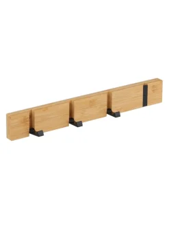 relaxdays Garderoben<Garderobenleiste in Natur/ Schwarz - (B)40 x (H)5,5 x (T)5 cm