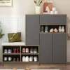 ABRIHOME Garderoben<Garderobenset in Grau mit Sitzbank 4 Haken und Schubladen 100x180x35 cm