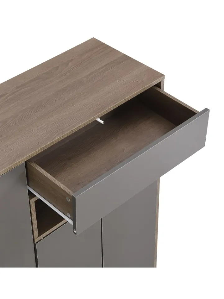ABRIHOME Garderoben<Garderobenset in Grau mit Sitzbank 4 Haken und Schubladen 100x180x35 cm