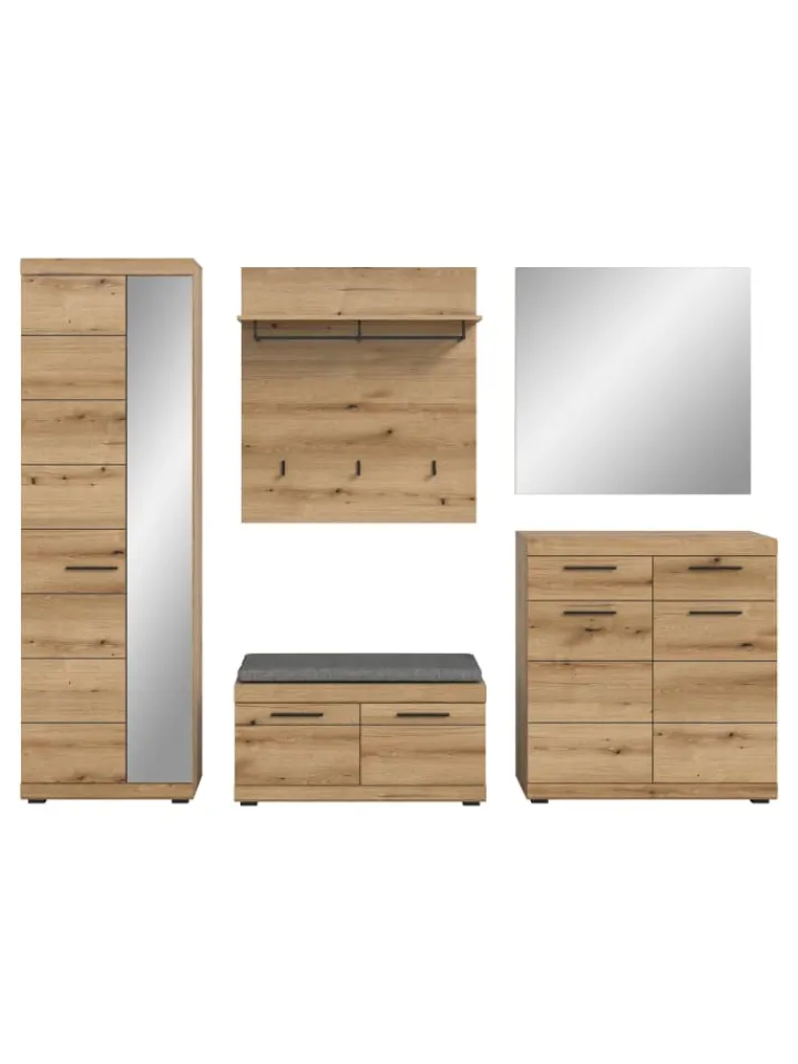 xonox.home Möbel-Sets<Garderoben-Set ink. Sitzkissen (B/H/T: 272x197x40 cm) in Evoke Oak Nachbildung
