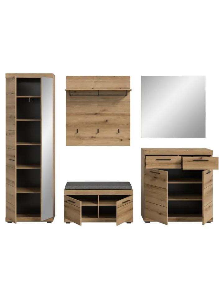 xonox.home Möbel-Sets<Garderoben-Set ink. Sitzkissen (B/H/T: 272x197x40 cm) in Evoke Oak Nachbildung