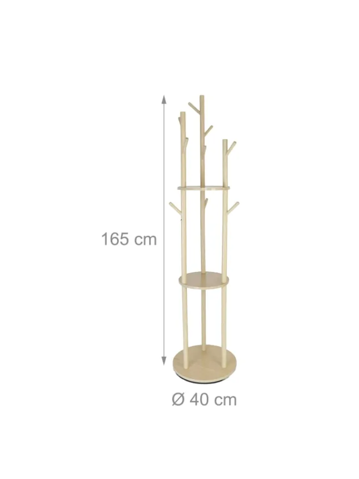 relaxdays Garderoben<Garderobenständer in Natur – (H)165 x Ø 40 cm