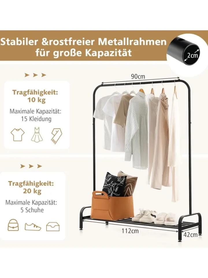 COSTWAY Wäschekörbe & -Ständer<Garderobenständer in Schwarz