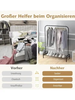 COSTWAY Wäschekörbe & -Ständer<Garderobenständer in Schwarz