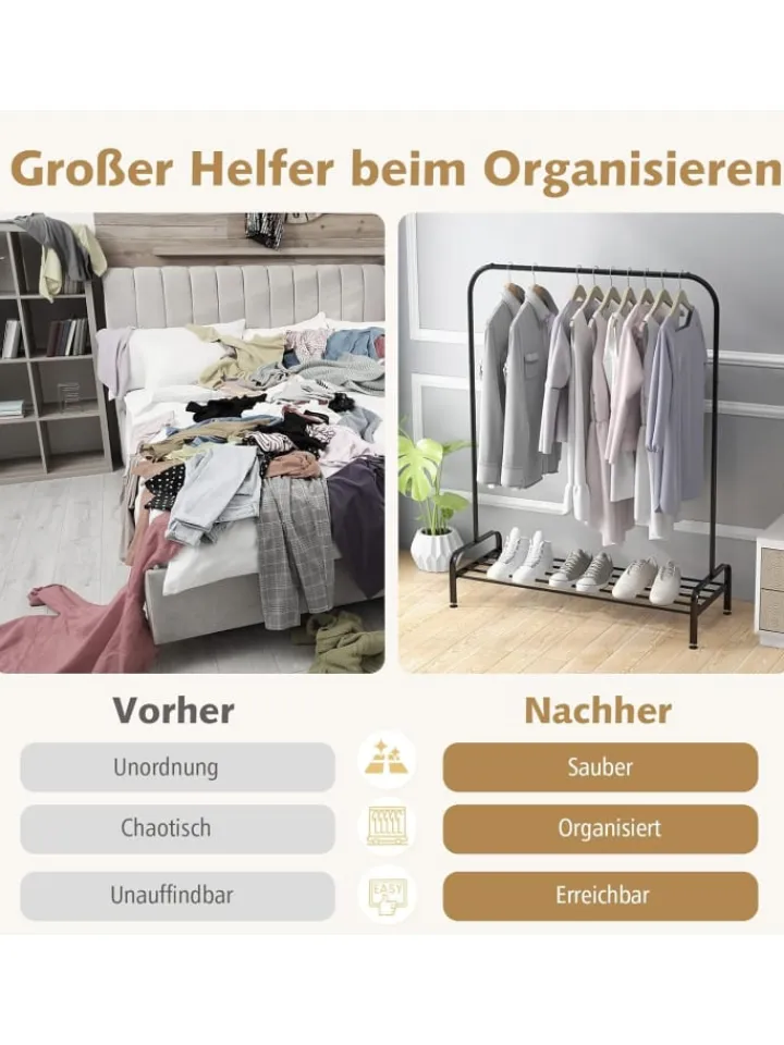 COSTWAY Wäschekörbe & -Ständer<Garderobenständer in Schwarz