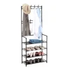relaxdays Garderoben<Garderobenständer in Schwarz - (B)59,5 x (H)150,5 x (T)25 cm