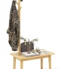 COSTWAY Wäschekörbe & -Ständer<Garderobenständer mit Beistelltisch 3 in 1 in Beige