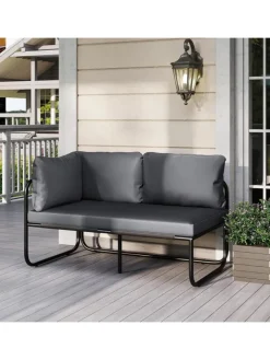COSTWAY Gartenmöbel<Garten Lounge Sofa 2-Sitzer in Grau