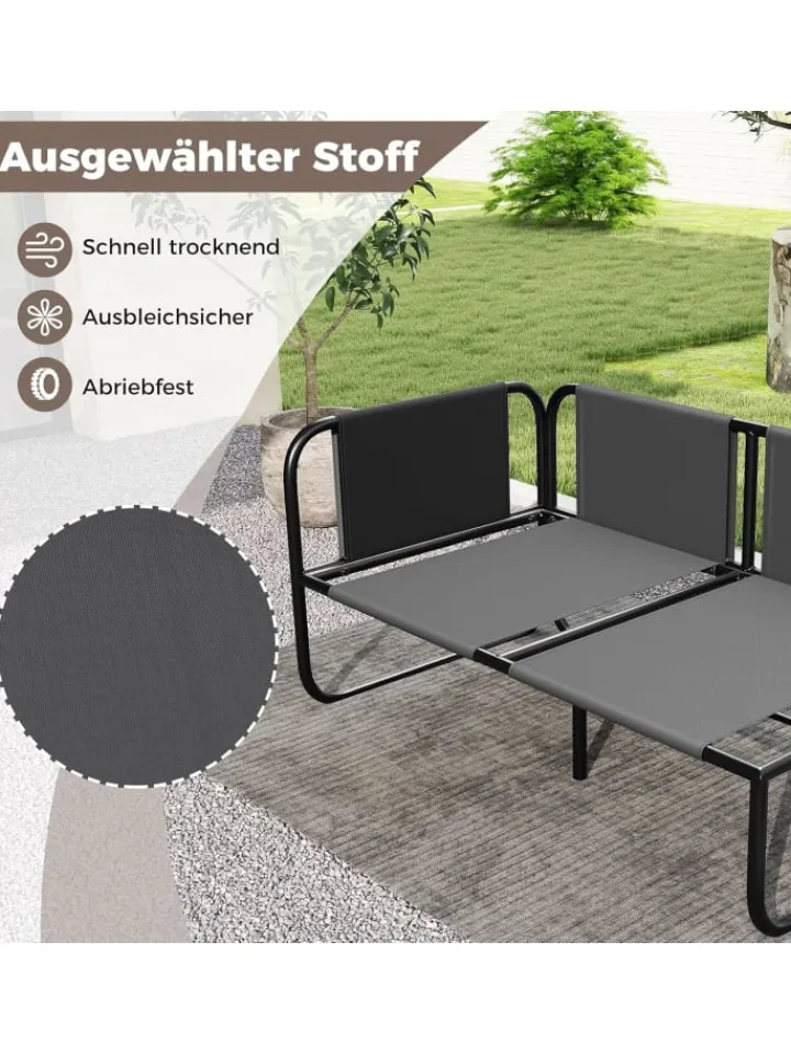 COSTWAY Gartenmöbel<Garten Lounge Sofa 2-Sitzer in Grau