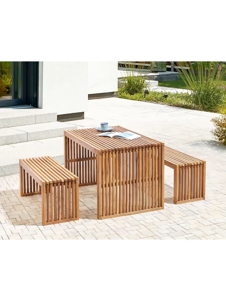 Beliani Gartenmöbel<Gartenbank BELLANO in Braun - (W) 105 x (H) 43 x (L) 35 cm