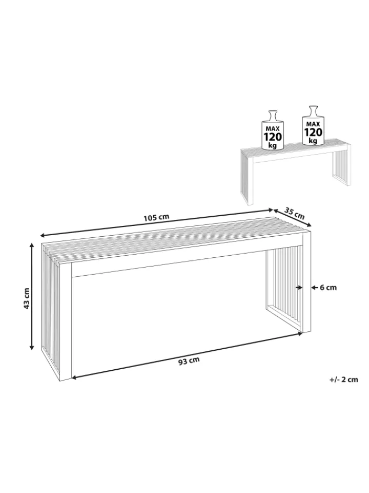 Beliani Gartenmöbel<Gartenbank BELLANO in Braun - (W) 105 x (H) 43 x (L) 35 cm