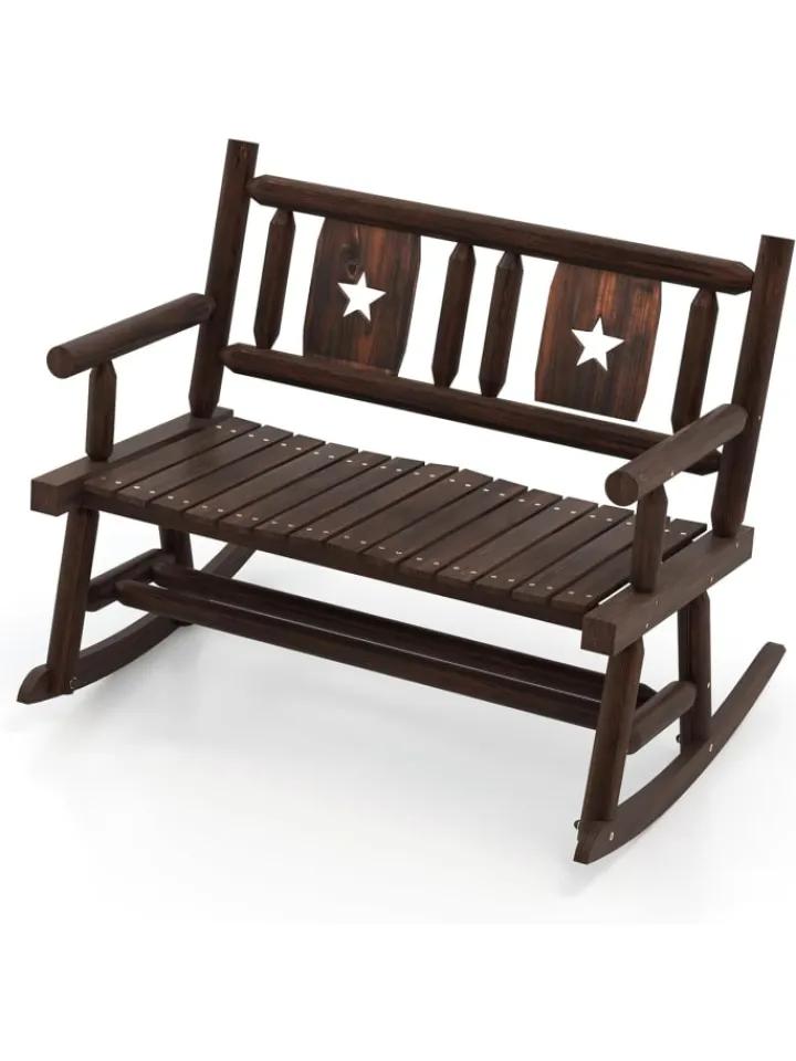 COSTWAY Gartenmöbel<Gartenbank Schaukelbank 111x85x89cm in Braun