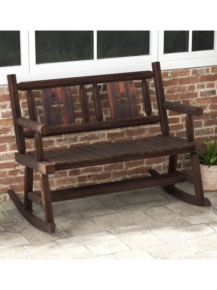 COSTWAY Gartenmöbel<Gartenbank Schaukelbank 111x85x89cm in Braun