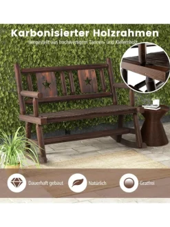 COSTWAY Gartenmöbel<Gartenbank Schaukelbank 111x85x89cm in Braun