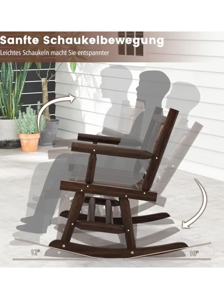 COSTWAY Gartenmöbel<Gartenbank Schaukelbank 111x85x89cm in Braun