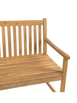 Beliani Gartenmöbel<Gartenbank VIVARA in Braun/Weiß/Blau - (W) 160 x (H) 88 x (L) 61 cm