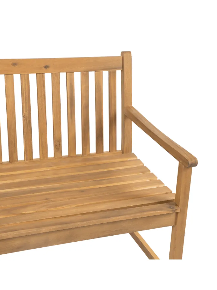 Beliani Gartenmöbel<Gartenbank VIVARA in Braun/Weiß/Blau - (W) 160 x (H) 88 x (L) 61 cm