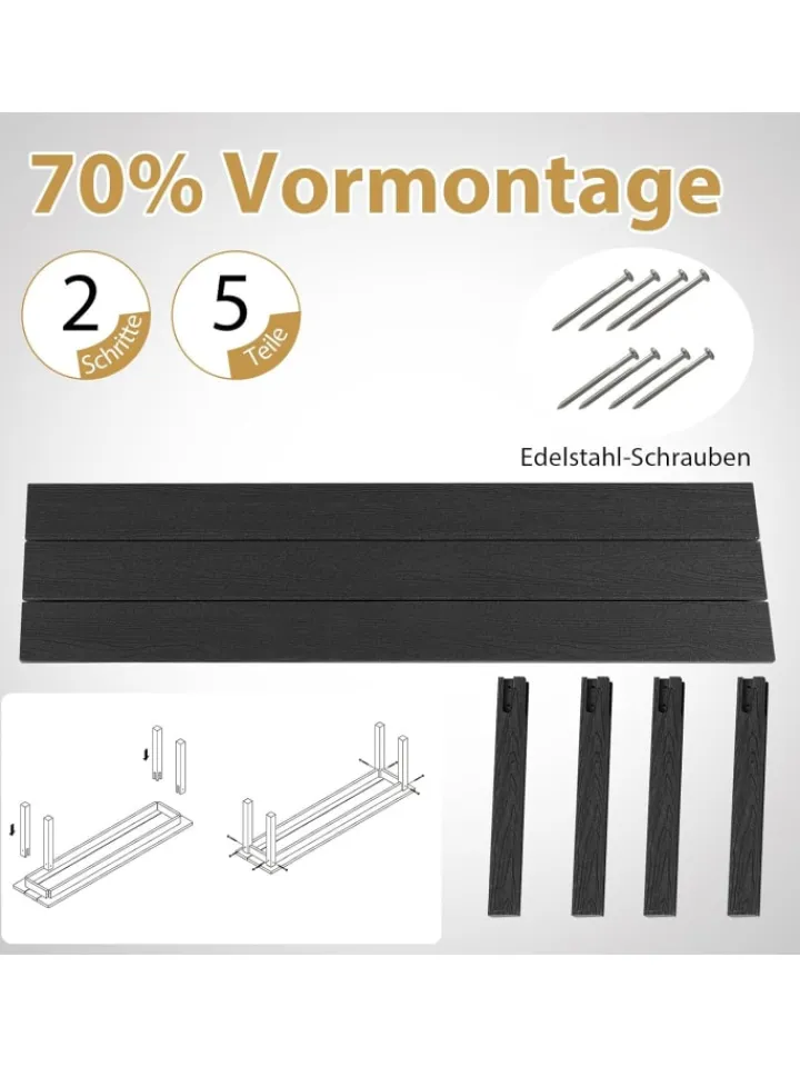COSTWAY Gartenmöbel<Gartenbank wetterfest 3-Sitzer in Schwarz