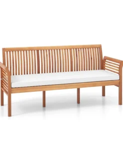 COSTWAY Gartenmöbel<Gartenbank Akazienholz für 3 Personen in Beige