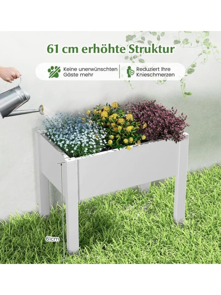 COSTWAY Pflanzen & Zubehör<Gartenbeet selbstbewässernd 76x45x61cm in Weiß