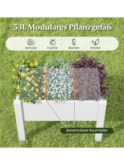 COSTWAY Pflanzen & Zubehör<Gartenbeet selbstbewässernd 76x45x61cm in Weiß