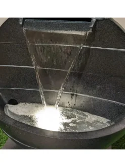 MARELIDA Gartendekoration<Gartenbrunnen mit Wasserfall und LED Beleuchtung H: 59cm in anthrazit