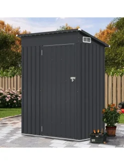 COSTWAY Pflanzen & Zubehör<Gartenhaus Metall 1,88 m³ Türgröße: 72,5x159cm in Grau