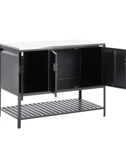 Beliani Gartenmöbel<Gartenküche MAENZA in Schwarz/Silber - (W) 120 x (H) 93 x (L) 60 cm