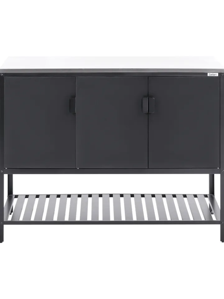 Beliani Gartenmöbel<Gartenküche MAENZA in Schwarz/Silber - (W) 120 x (H) 93 x (L) 60 cm