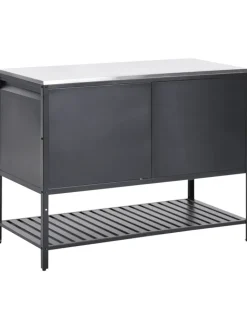 Beliani Gartenmöbel<Gartenküche MAENZA in Schwarz/Silber - (W) 120 x (H) 93 x (L) 60 cm