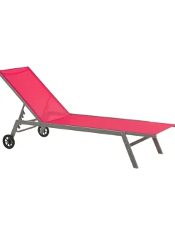 Beliani Gartenmöbel<Gartenliege LEVANZO in Rot/Schwarz - (W) 64 x (H) 96 x (L) 198 cm