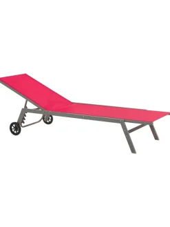 Beliani Gartenmöbel<Gartenliege LEVANZO in Rot/Schwarz - (W) 64 x (H) 96 x (L) 198 cm