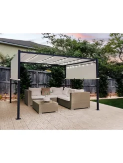 Beliani Gartenmöbel<Garten-Pergola PARGA in Beige/Schwarz - (W) 310 x (H) 215 x (L) 310 cm
