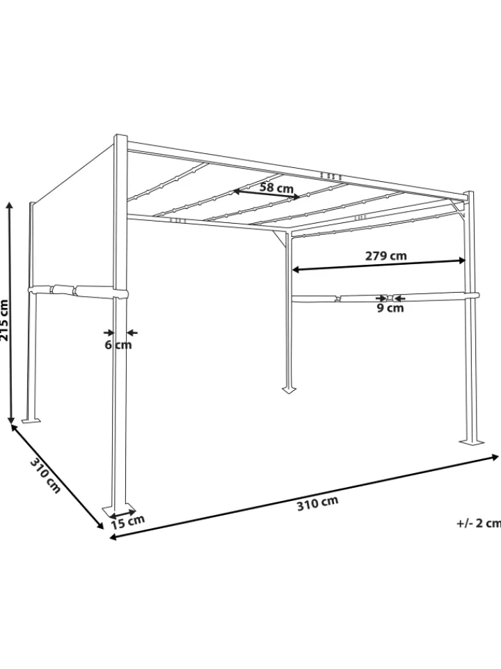 Beliani Gartenmöbel<Garten-Pergola PARGA in Beige/Schwarz - (W) 310 x (H) 215 x (L) 310 cm