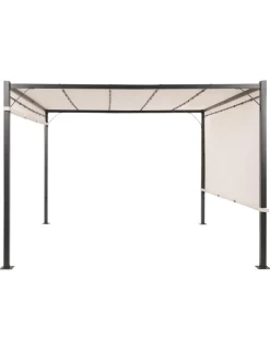 Beliani Gartenmöbel<Garten-Pergola PARGA in Beige/Schwarz - (W) 310 x (H) 215 x (L) 310 cm