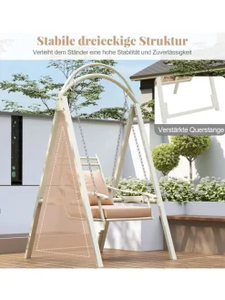 COSTWAY Gartenmöbel<Gartenschaukel mit Gestell mit abnehmbaren Kissen in Weiß
