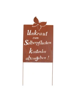 UNUS Gartendekoration<Gartenschild Rost Unkraut Spruch in Braun