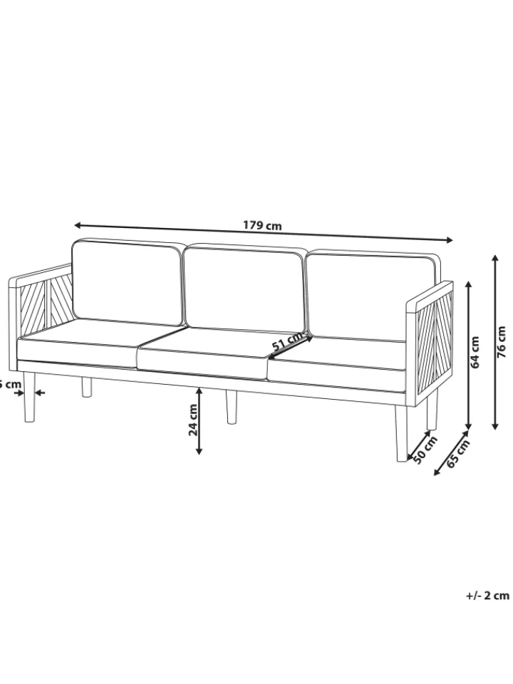 Beliani Gartenmöbel<Gartensofa BARATTI in Braun/Beige - (W) 179 x (H) 76 x (L) 65 cm